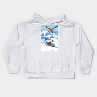 RETRO HELISKI REVELSTOKE SKI POSTER Kids Hoodie